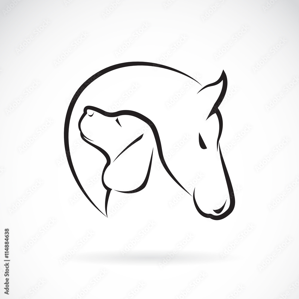 Vector of horse and dog on white background. Animals. Vector of horse and dog on white background. Animals.