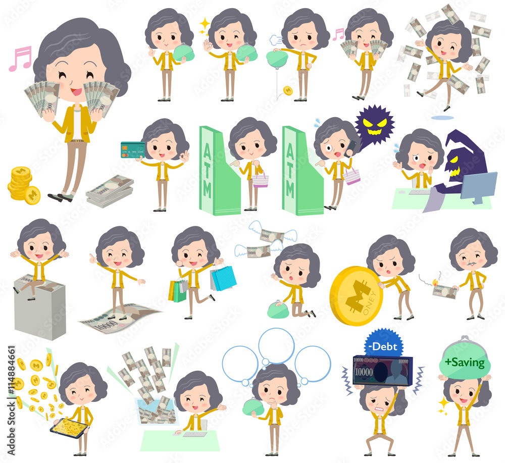Yellow jacket Middle woman Pants style money Yellow jacket Middle woman Pants style money