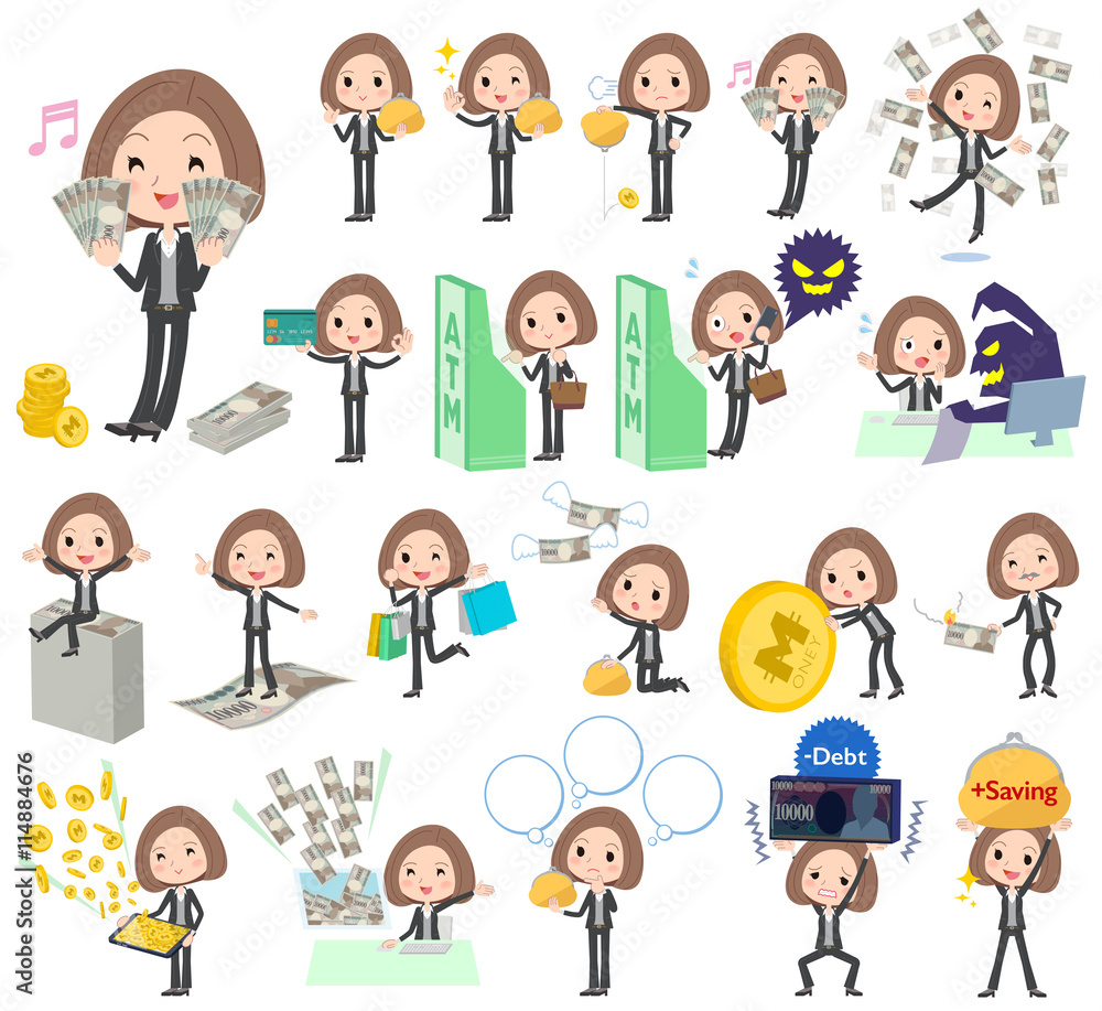 Black jacket pants business woman money Black jacket pants business woman money