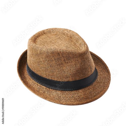 Brown fedora hat isolated