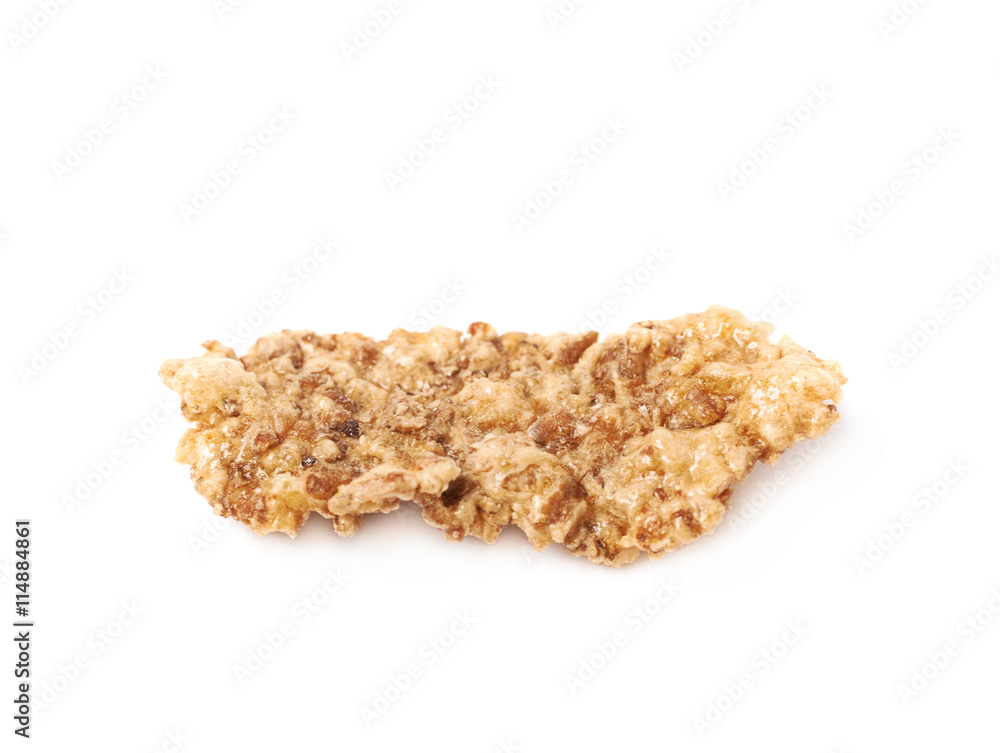Single wholegrain cereal flake isolated Single wholegrain cereal flake isolated