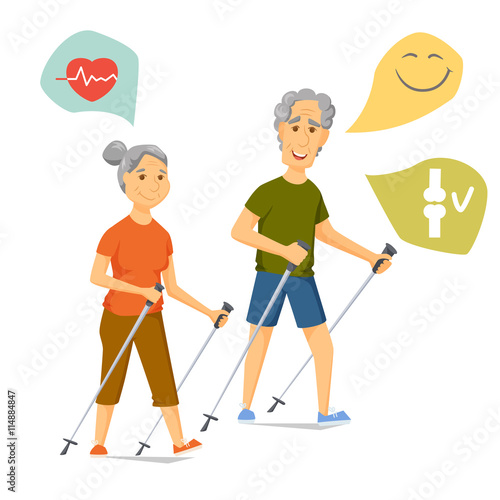 Seniors nordic walking