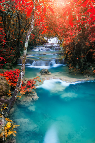 Fototapeta Naklejka Na Ścianę i Meble -  waterfall in autumn forest,