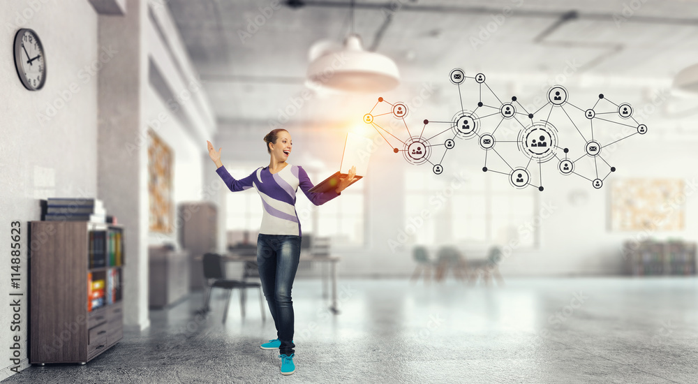 Fototapeta premium Woman IT manager . Mixed media