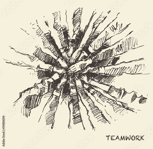Drawn vector people teamwork collaboration concept