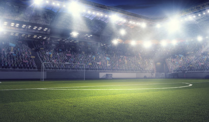 Football stadium in lights . mixed media