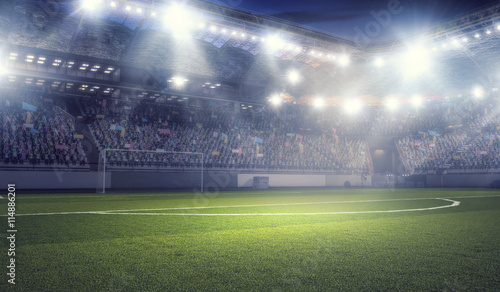 Football stadium in lights . mixed media