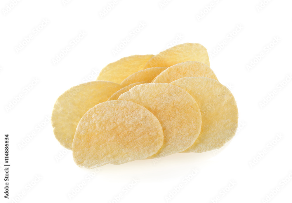 potato chips on white background potato chips on white background