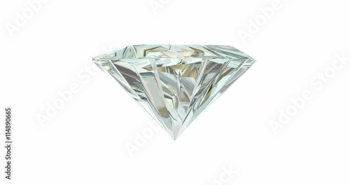 Rotating diamond on white background