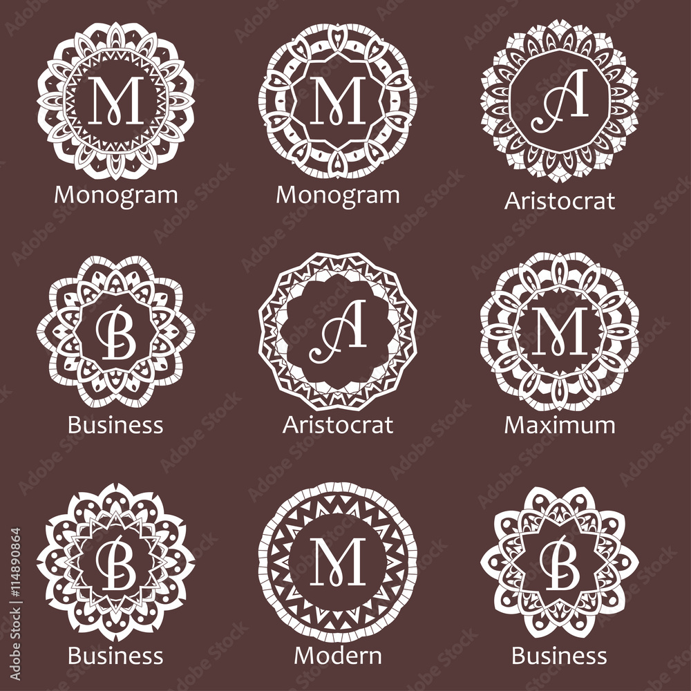 Monogram template. Elegant design for identity style. Vector monogram design with place for text. Abstract badges.