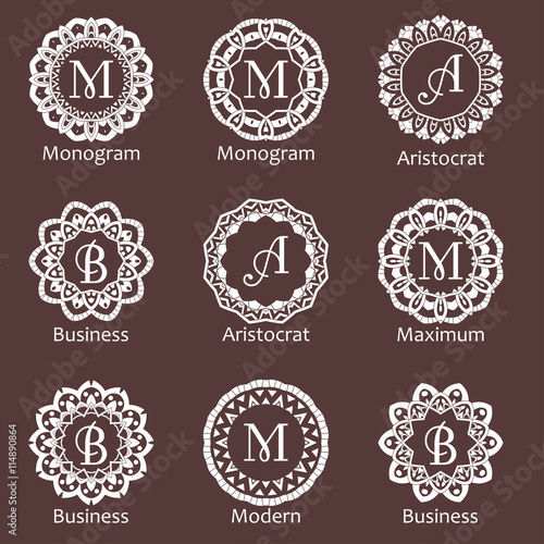 Monogram template. Elegant design for identity style. Vector monogram design with place for text. Abstract badges.