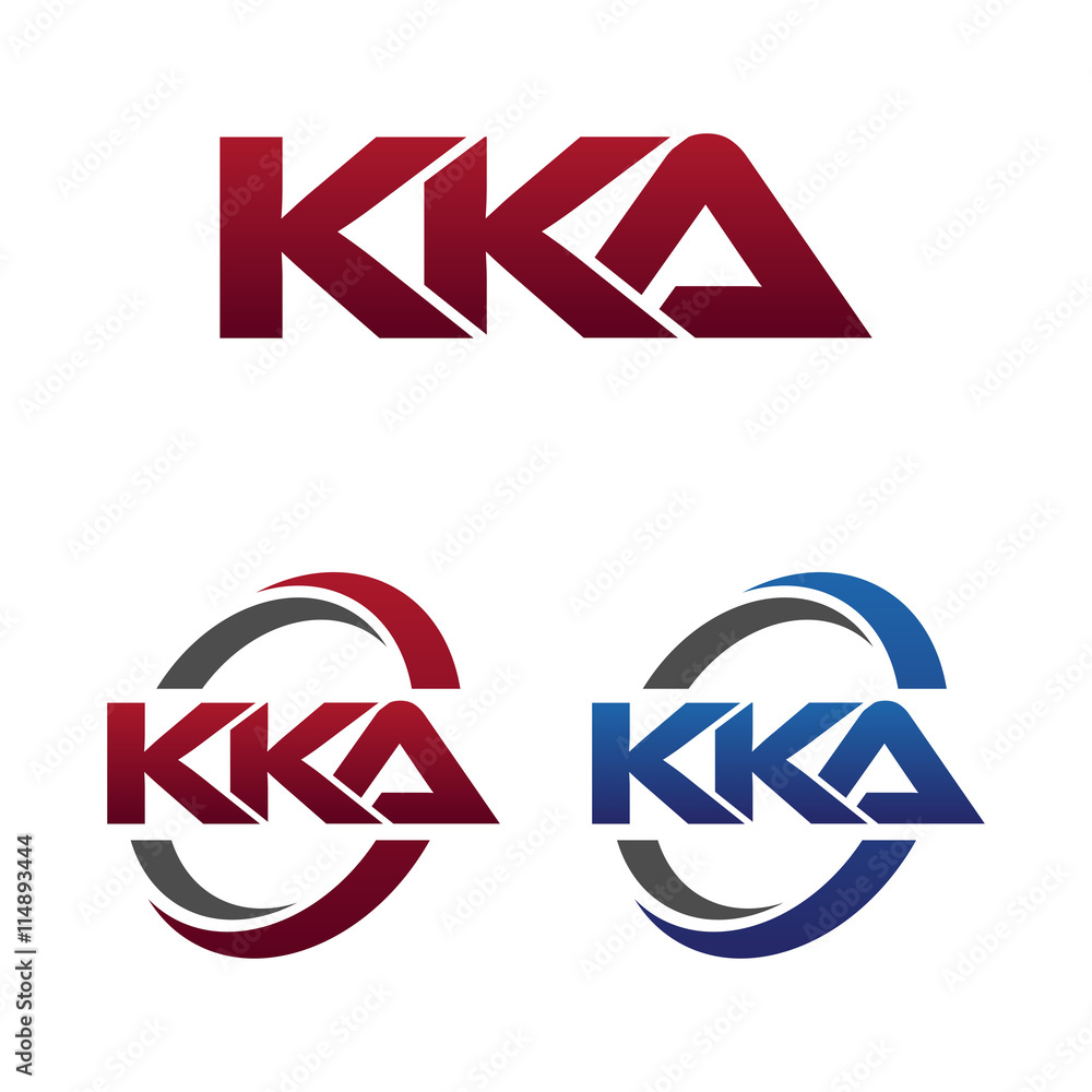 Obraz premium Modern 3 Letters Initial logo Vector Swoosh Red Blue kka