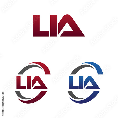 Modern 3 Letters Initial logo Vector Swoosh Red Blue lia photo