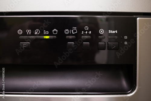 Dishwasher control panel with eco mode on