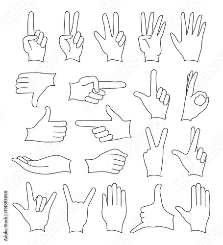 Hand signs icons set