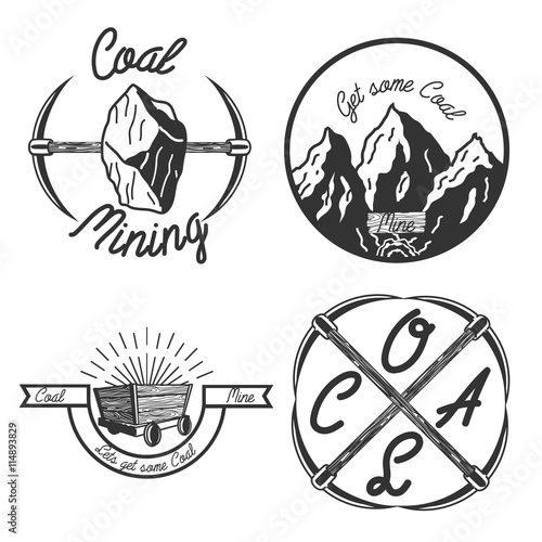 Vintage coal mining emblems