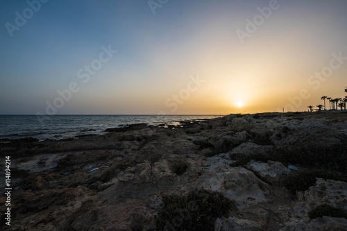 Sunset over the sea on the Mediterranean coast © Talulla