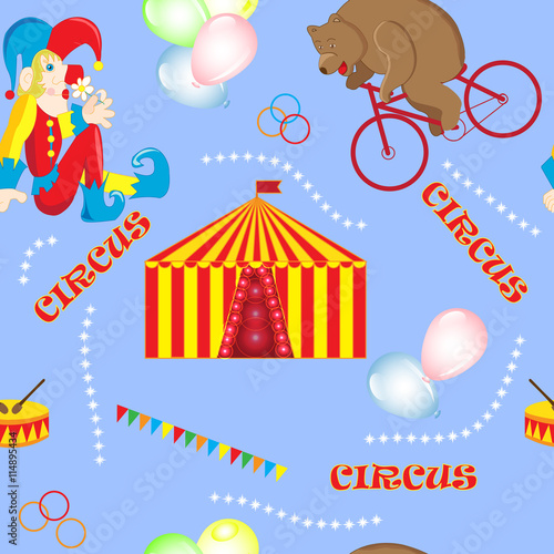Set of vector illustrations on the theme of a circus bear on a B