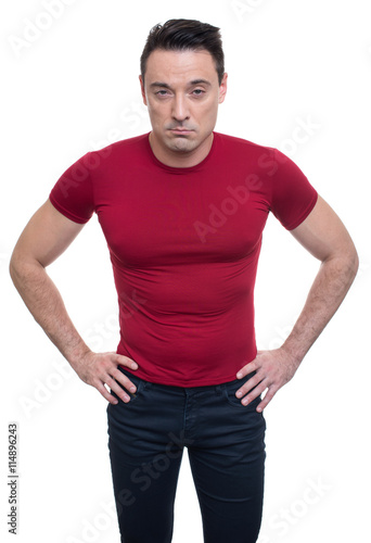 serious handsome athletic man isolated