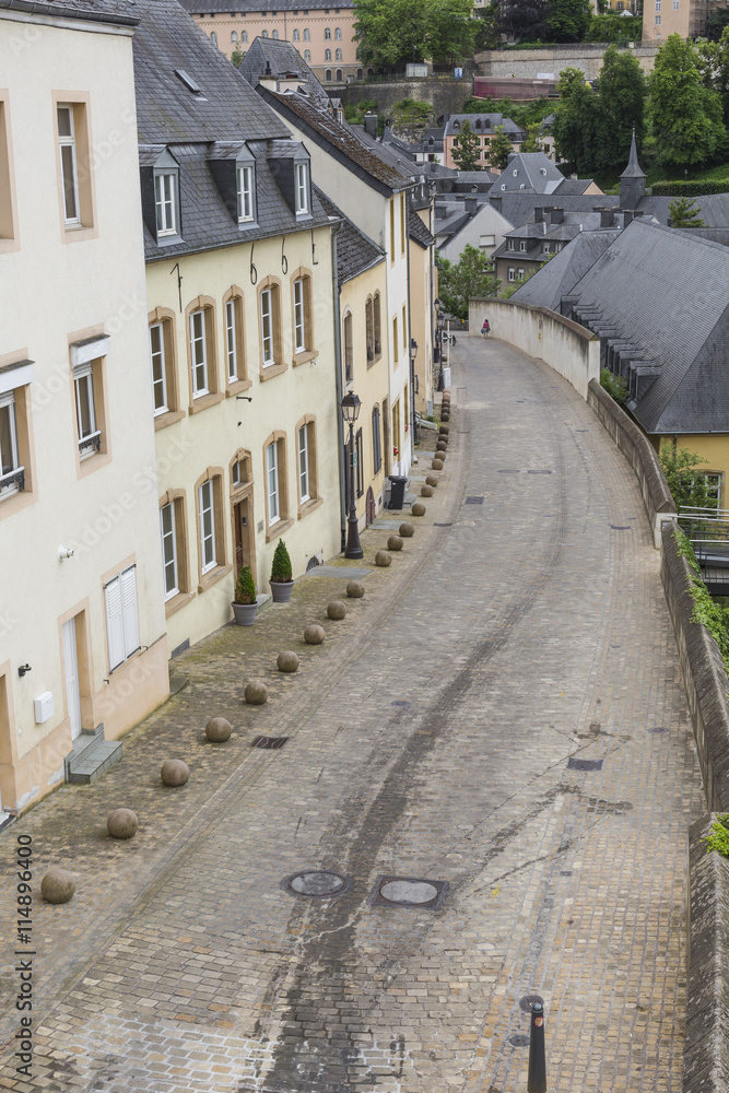  Narrow medieval street in beautiful town Luxembourg,