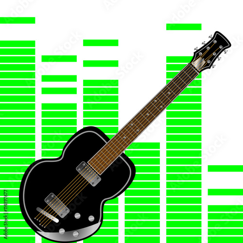 Electronic guitar on background of the equalizer