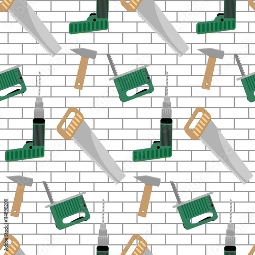 Seamless pattern with tools for construction