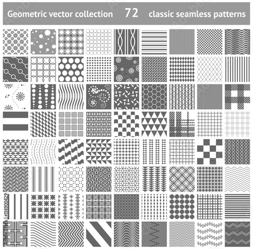 set of 72 geometric seamless patterns backgrounds