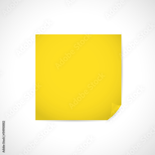 Vector blank clean paper sheet, yellow sticker with curl bent edge, corner, side, angle isolated. Paper sheet template. Business, writing simple illustration. 