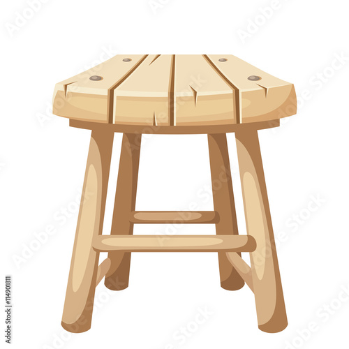 Vector wooden stool isolated on a white background.