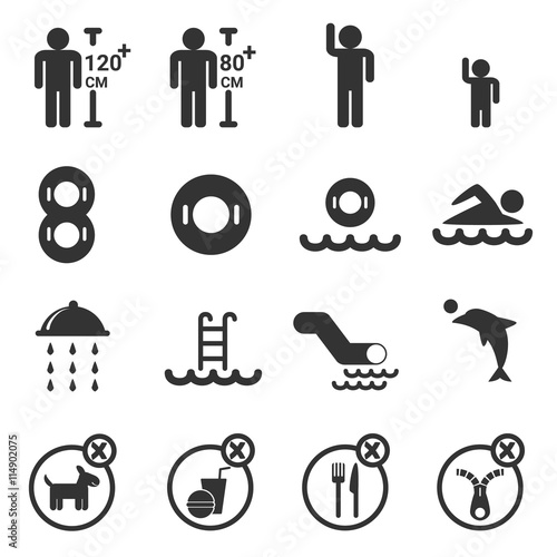 water park icon - silhouette vector set