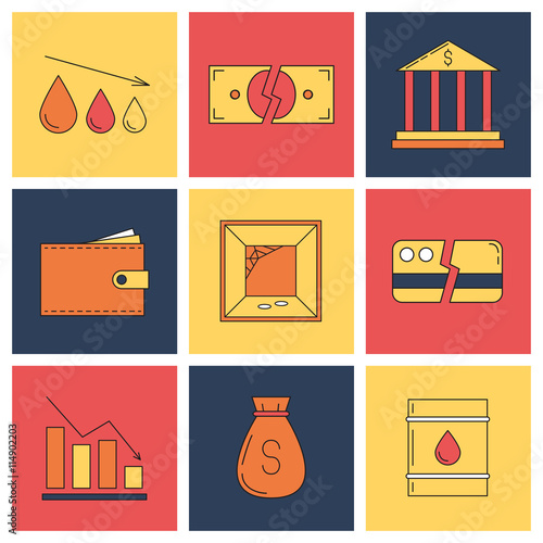 Set of economy crysis icons