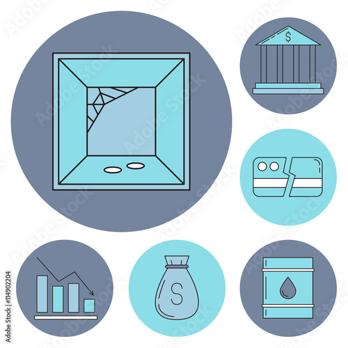Set of economy crysis icons