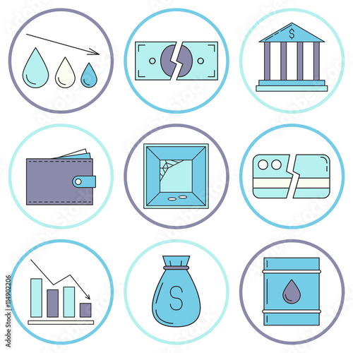 Set of economy crysis icons