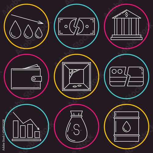 Set of economy crysis icons