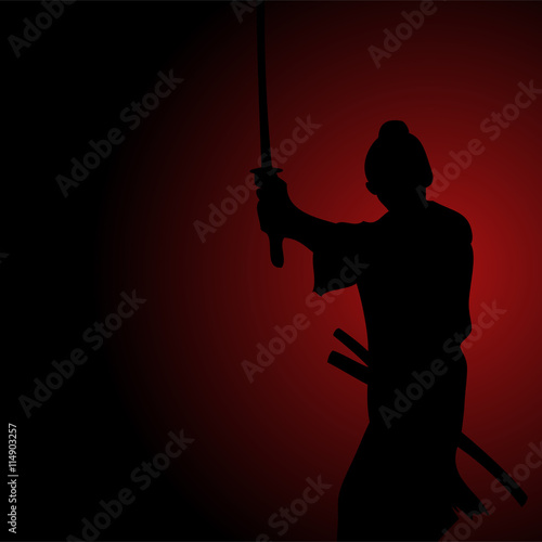 Silhouette illustration of a samurai