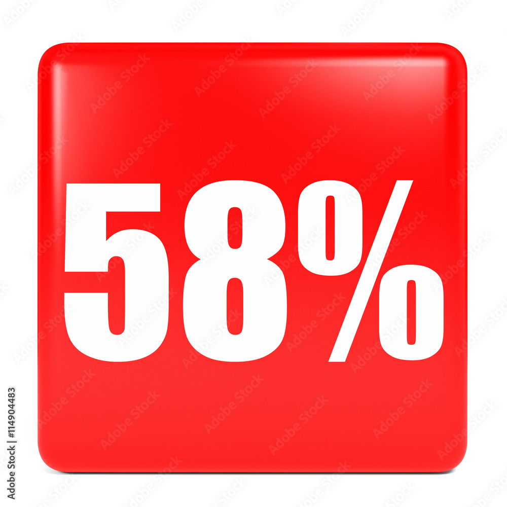 Discount 58 percent off. 3D illustration. Discount 58 percent off. 3D illustration.