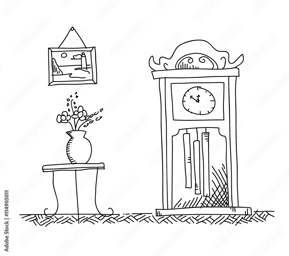 Antique Grandfather Clock Drawings