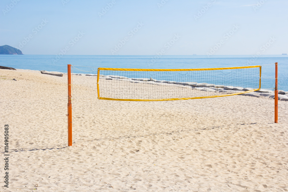 Beach a volleyball court at beatiful sand beach. Summer.