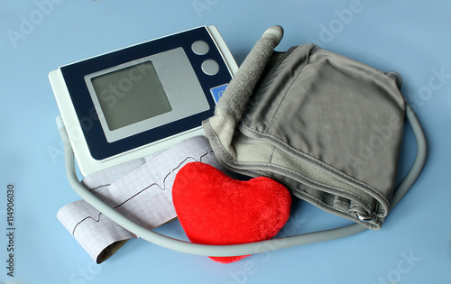 Medical still life with patient health information, cardiogram,heart