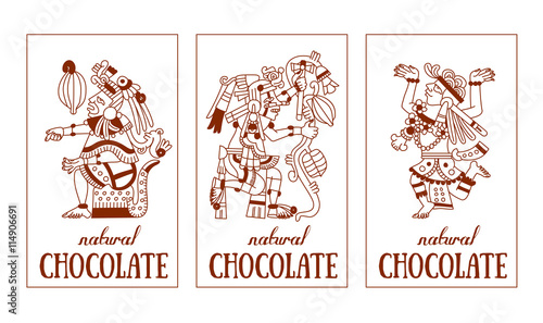 sketch drawing contour pattern maya, aztec and cacao nibs, choco