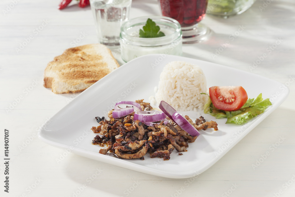 Gyros Fleisch auf einem Teller Gyros Fleisch auf einem Teller