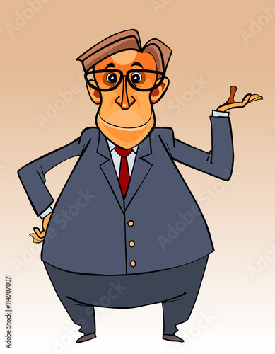 cartoon character big-bellied man in a suit and tie and glasses photo