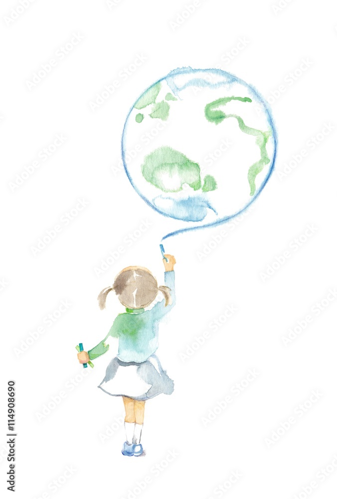 チョークと子ども1人 地球 Stock イラスト Adobe Stock チョークと子ども1人 地球 Stock イラスト Adobe Stock
