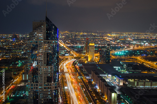 Night cityscape of Dubai  United Arab Emirates