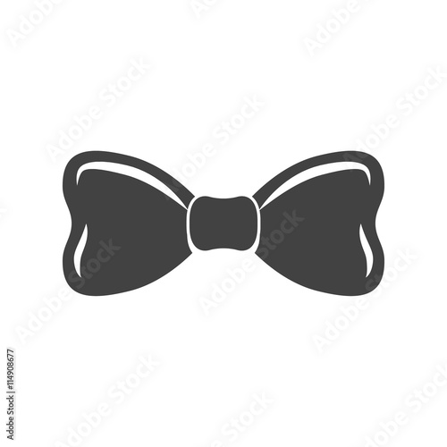 Bow, Bow tie. Black icon, logo element, flat vector illustration isolated on white background.