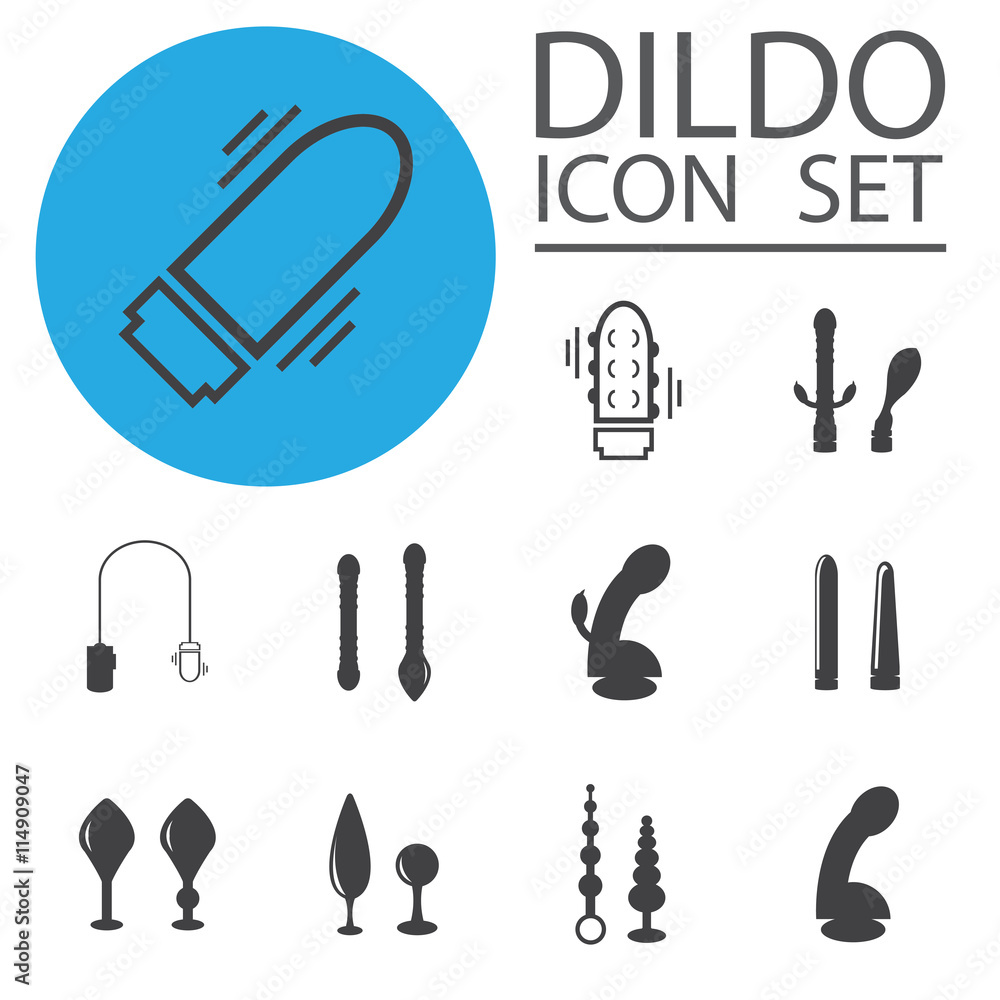 Vector dildo, adult sex toys silhouettes Vector dildo, adult sex toys silhouettes