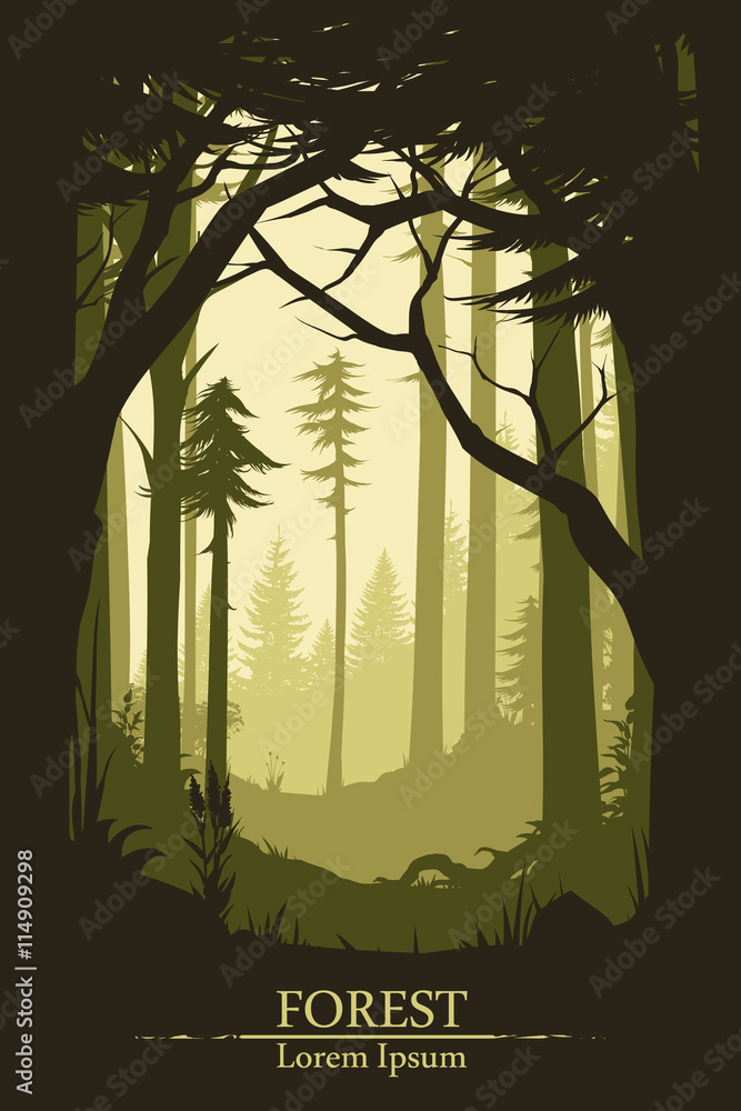 Obraz premium Lasowy ilustracyjny tło