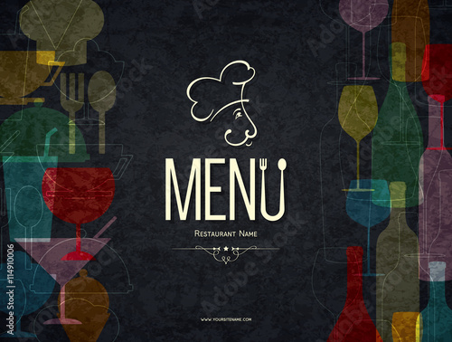 Restaurant menu design. Vector menu brochure template for cafe, coffee house, restaurant, bar. Food and drinks logotype symbol design