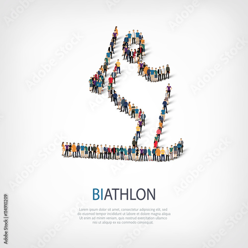 people sports biathlon vector