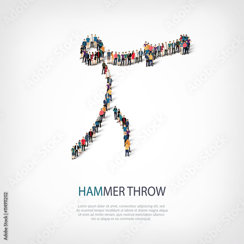 people sports hammer throw vector